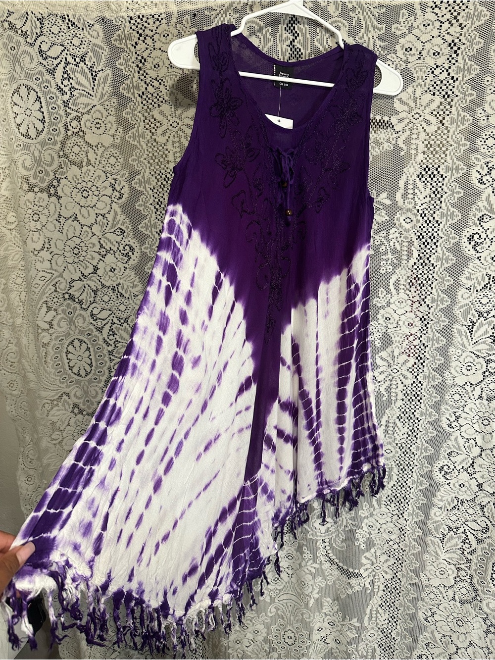 Boho Tie-Dye Asymmetrical Sleeveless Dress in Purple